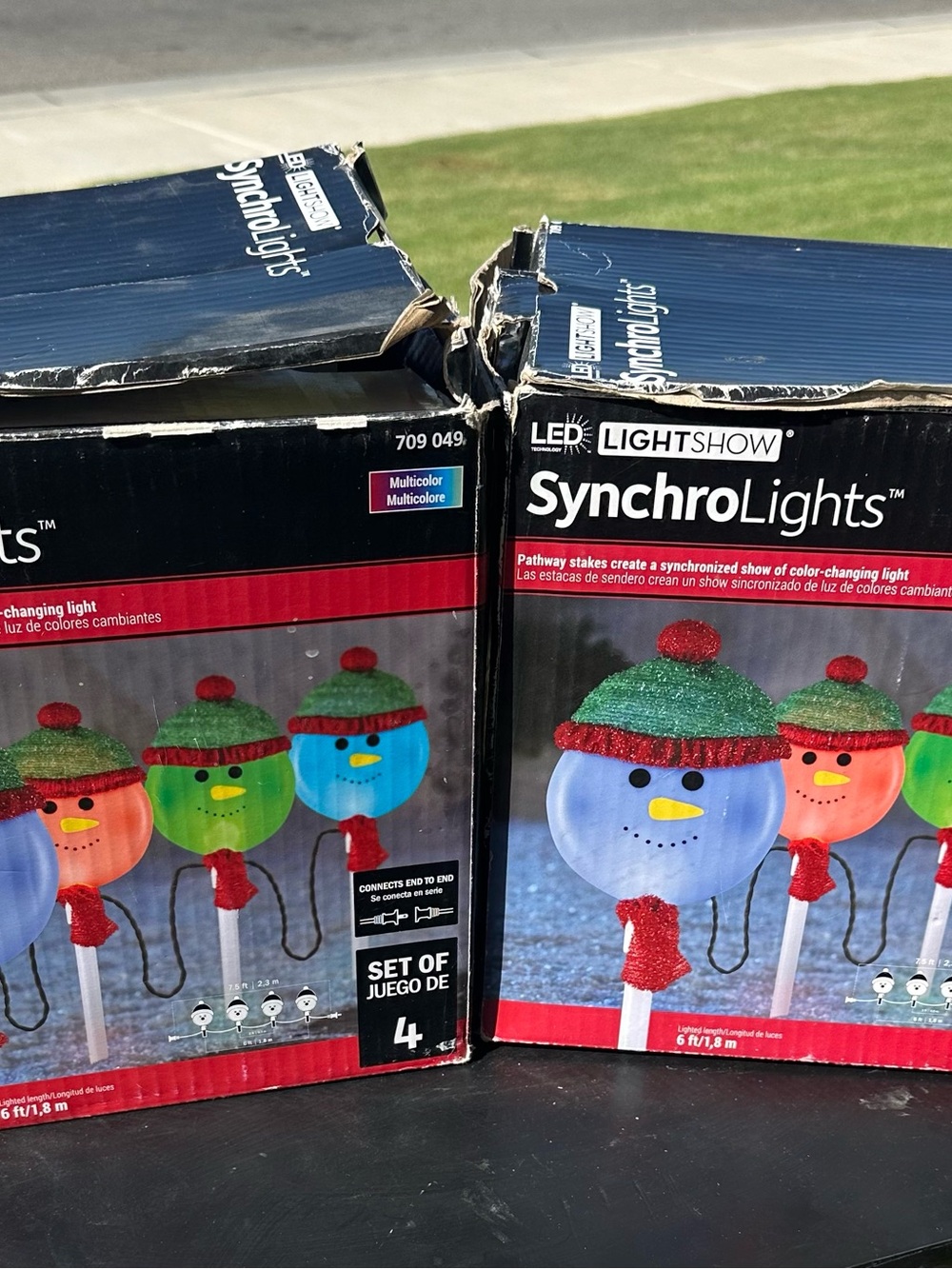 LightShow SynchroLights Multicolor Snowman Pathway Stakes - Set of 4